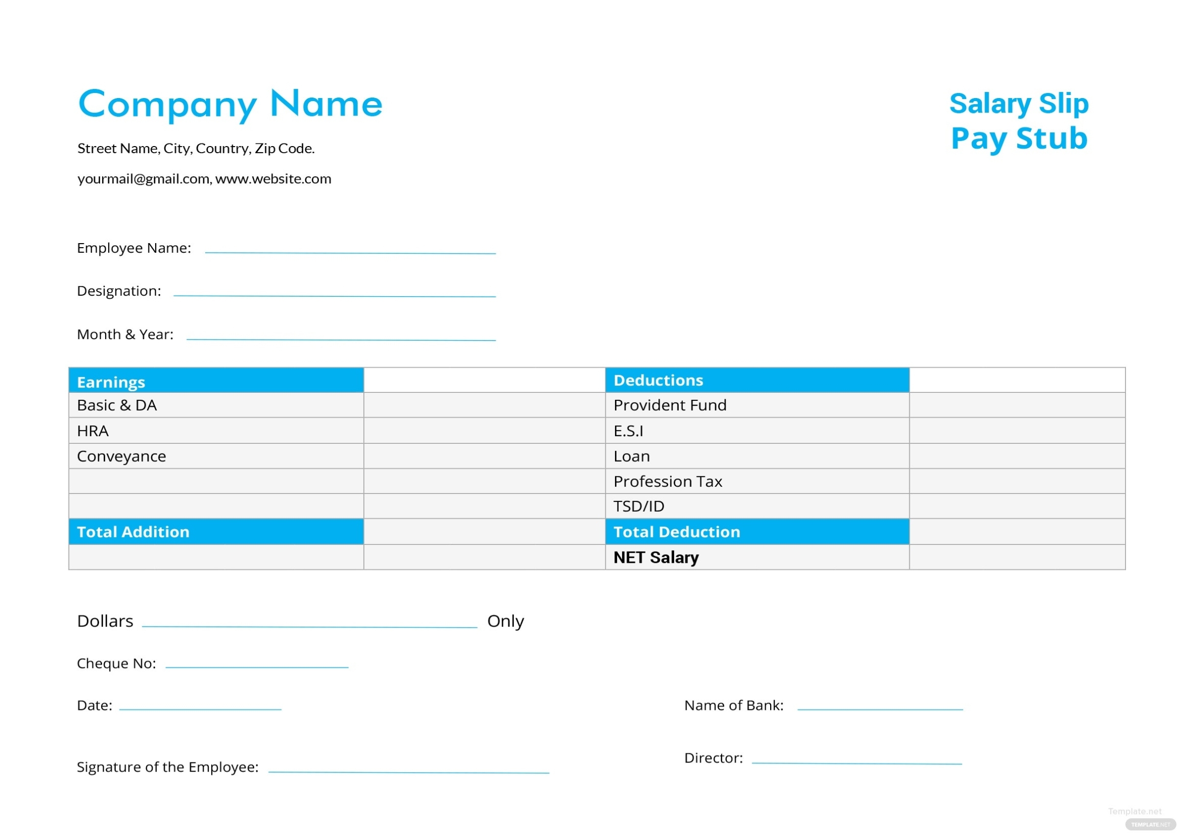 Corporate Business Pay Stub Template In Microsoft Word, Excel | Template Throughout Pay Stub Template Word Document