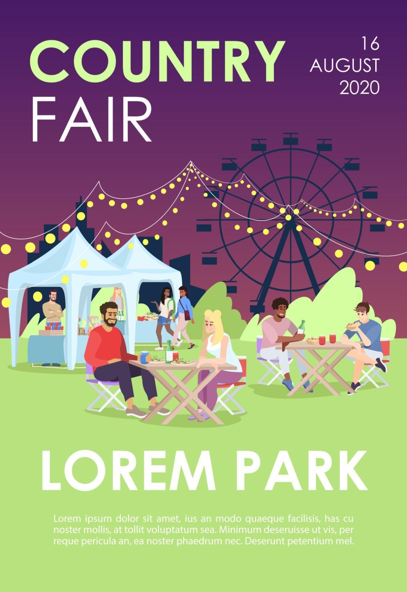 Country Fair Brochure Template. Summer Festival, Carnival Flyer, Booklet, Leaflet Concept With Regarding Summer Fair Flyer Template