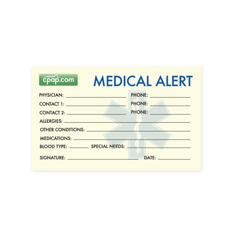 Cpap - Cpap Sleep Apnea Medical Alert Wallet Card Intended For Medical Alert Wallet Card Template