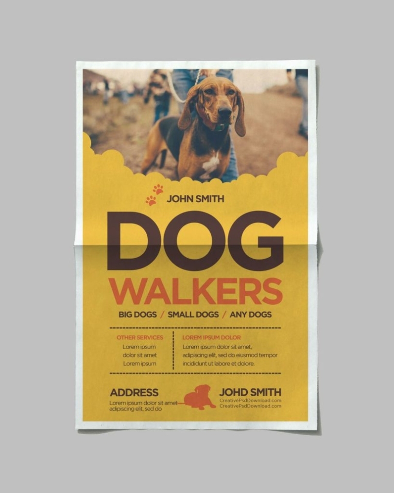 Creative Dog Walkers Flyer Template With Regard To Dog Walking Flyer Template
