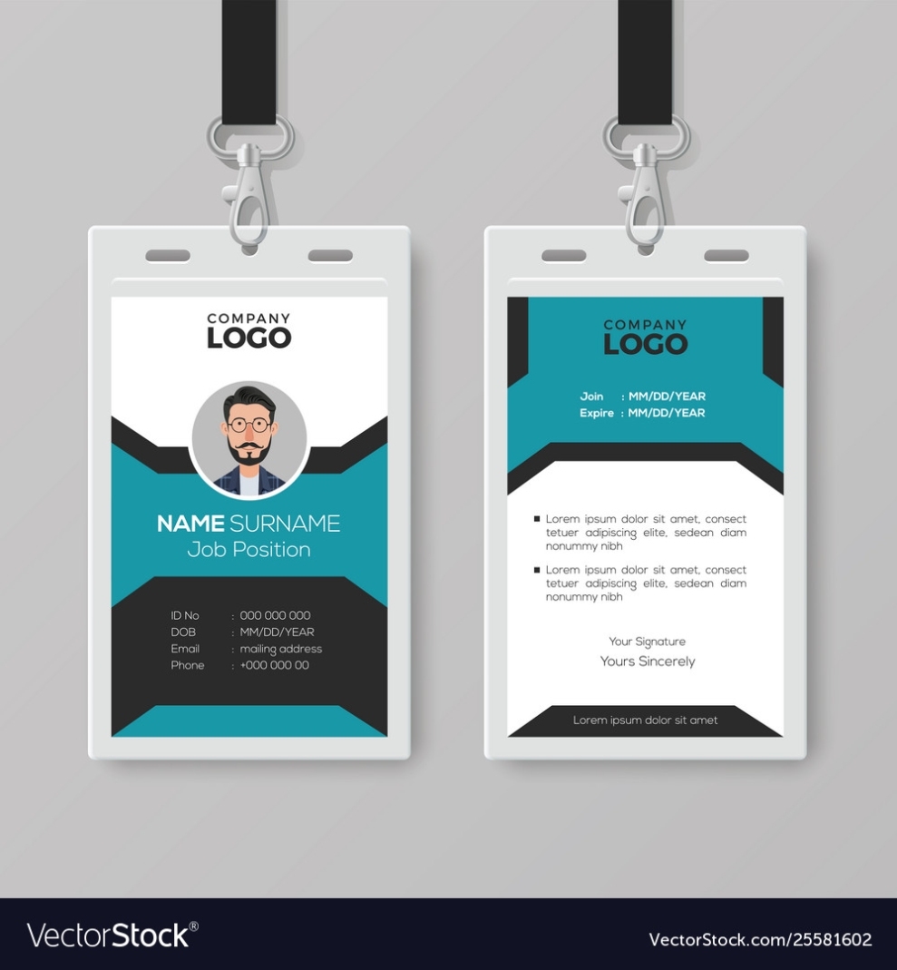 Creative Employee Id Card Template Royalty Free Vector Image With Work Id Card Template