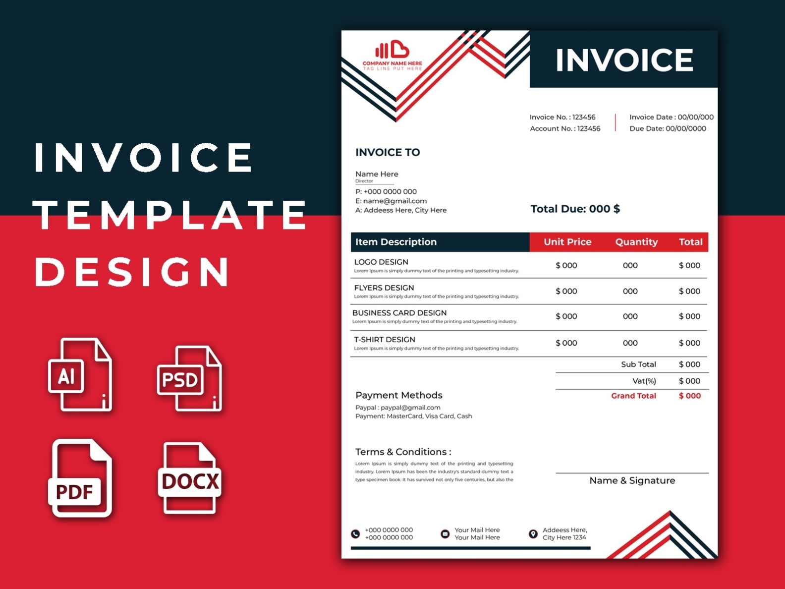 Creative Invoice Template Design By Rasel'S Design On Dribbble Within Media Invoice Template