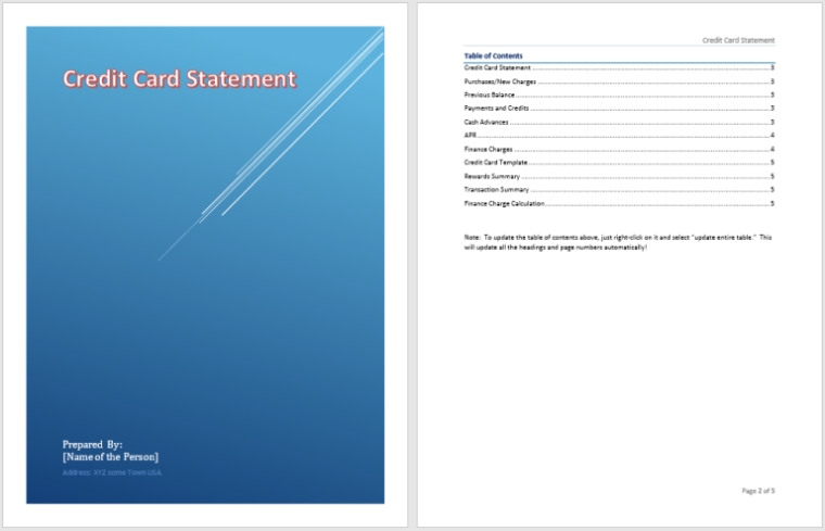Credit Card Statement Template – My Word Templates With Regard To Credit Card Statement Template