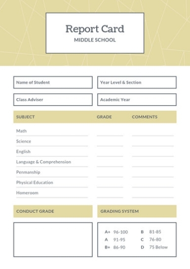 Customize 388+ Middle School Report Card Templates Online – Canva Regarding Middle School Report Card Template