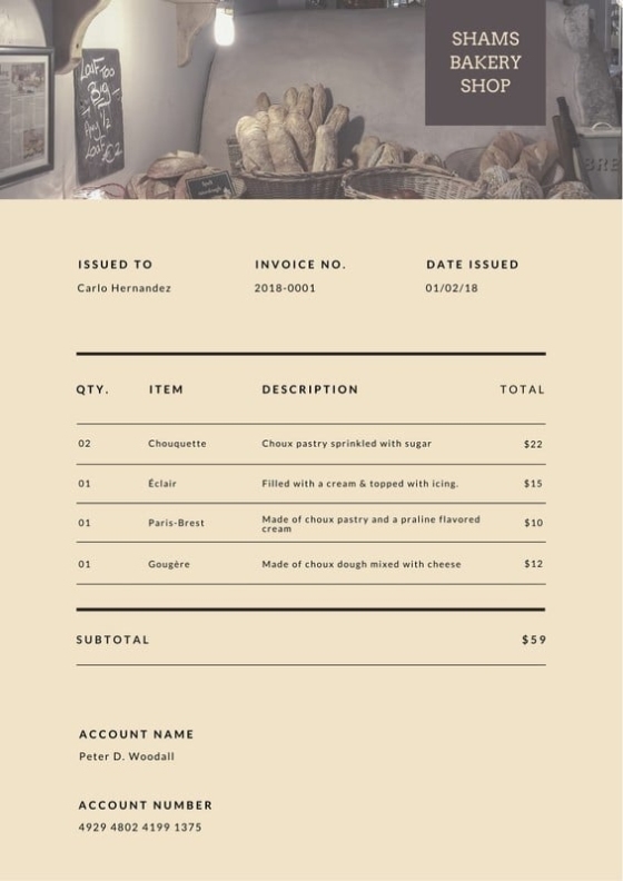 Customize 41+ Business Invoices Templates Online – Canva Pertaining To Bakery Invoice Template