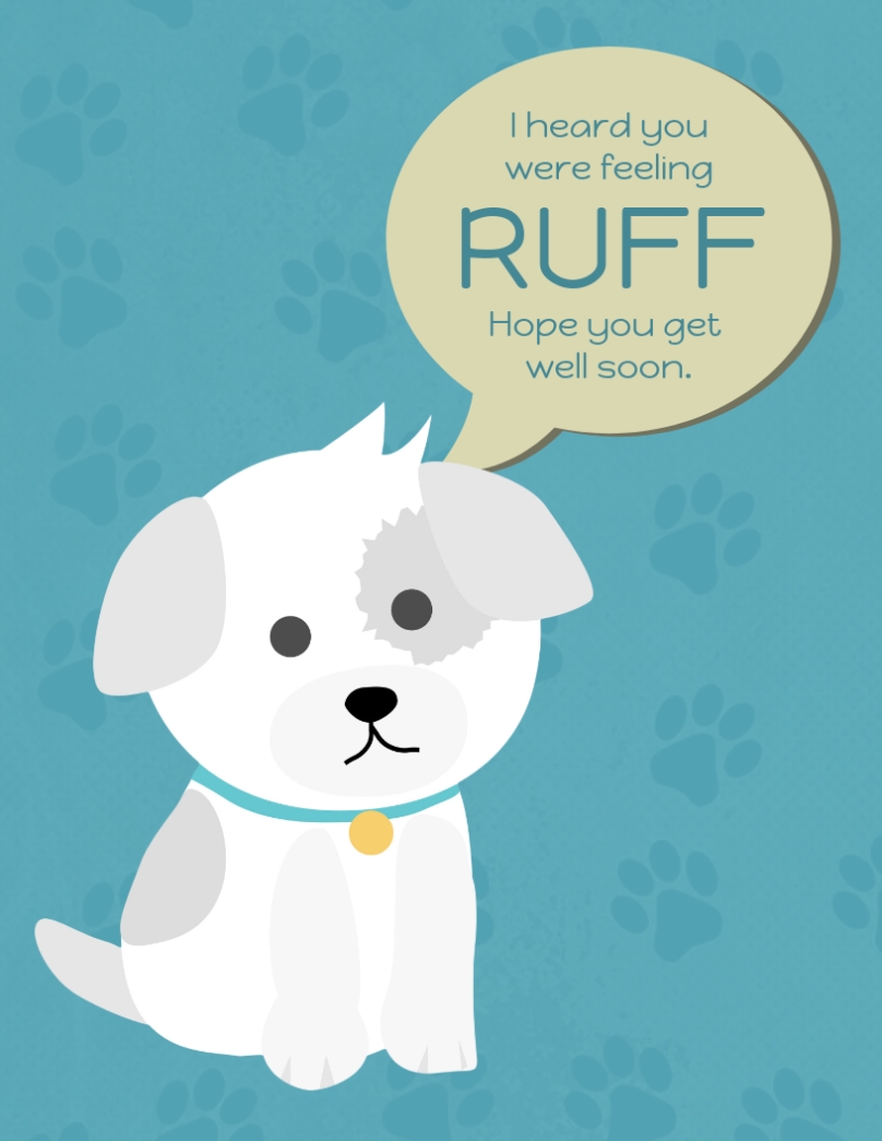 Cute Dog Get Well Card Template Regarding Get Well Card Template