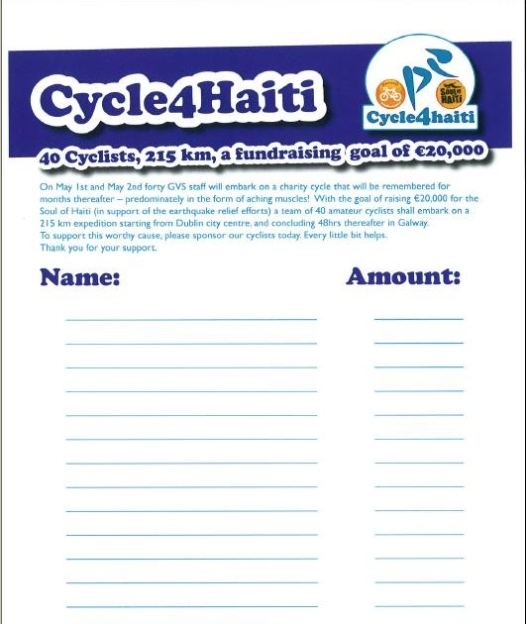 Cycle4Haiti - Dublin To Galway Cycle: Sponsorship Cards inside Sponsor Card Template