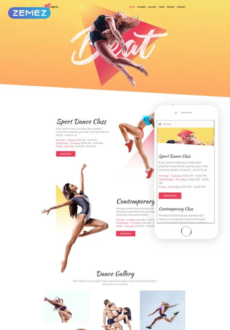 Dance - Dance Studio One Page Creative Joomla Template #76284 With Free Dance Studio Business Plan Template