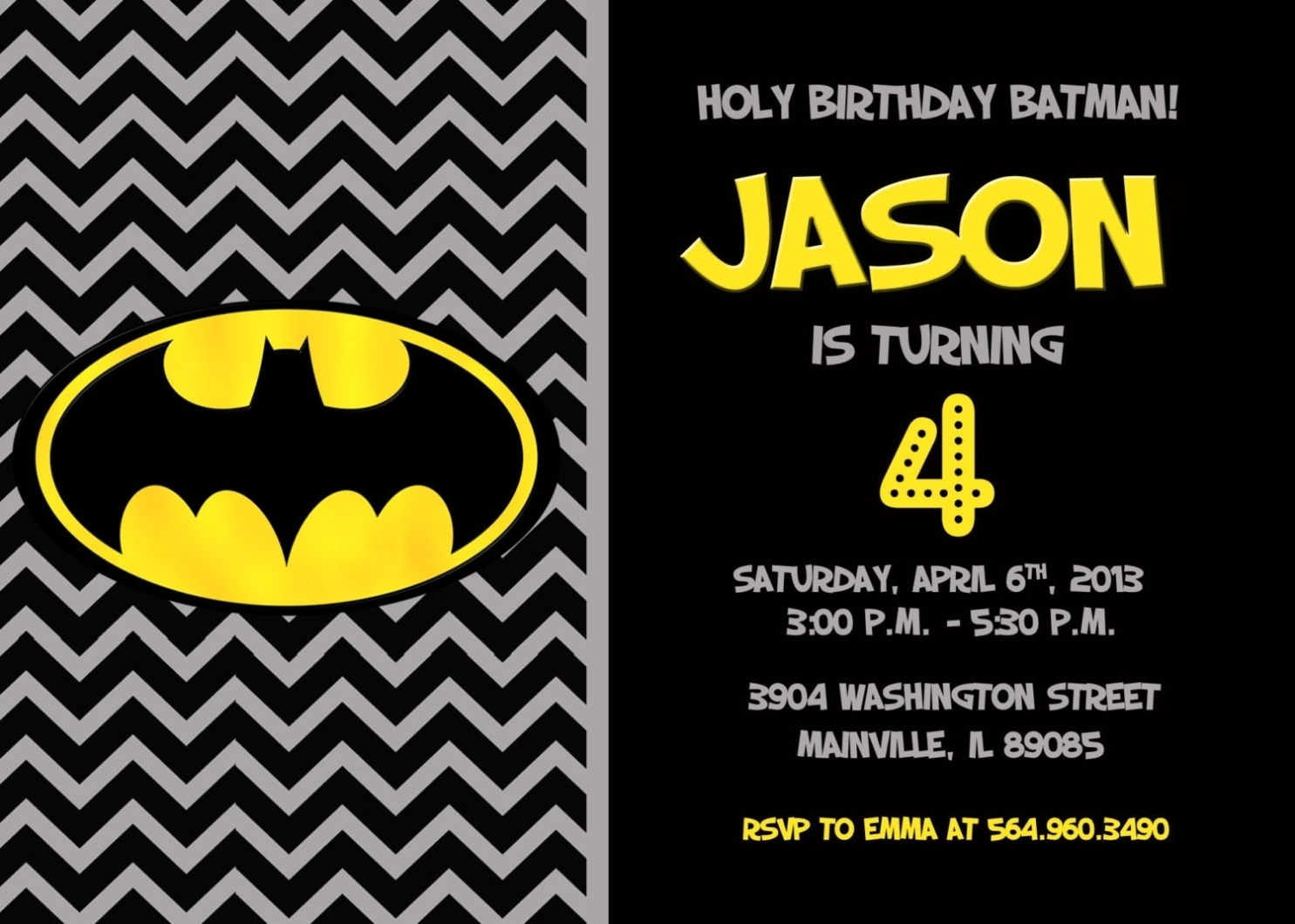 Dinyehe: Batman Party Invitations Free with regard to Batman Birthday Card Template