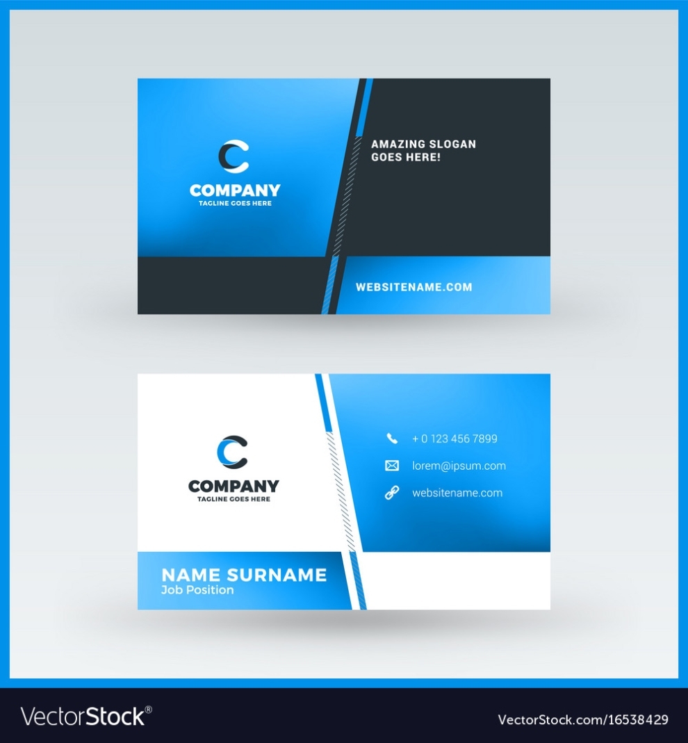 Double Sided Horizontal Business Card Template Vector Image Within 2 Sided Business Card Template Word