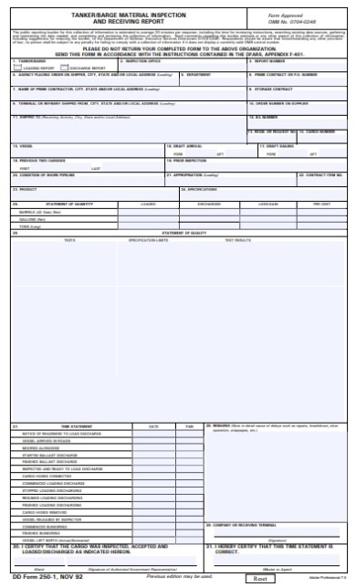 Download Fillable Dd Form 250 1 | Army.myservicesupport With Regard To Dd Form 2501 Courier Authorization Card Template