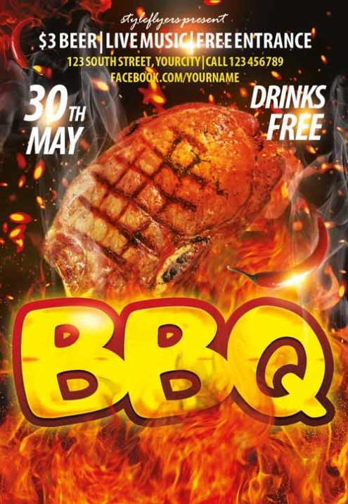 Download The Bbq Party Psd Flyer Template Intended For Free Bbq Flyer Template