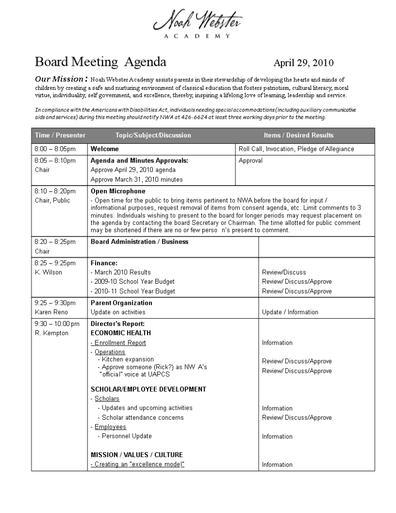 免费 Board Meeting Agenda In Word | 样本文件在 Allbusinesstemplates intended for Event Agenda Template Word