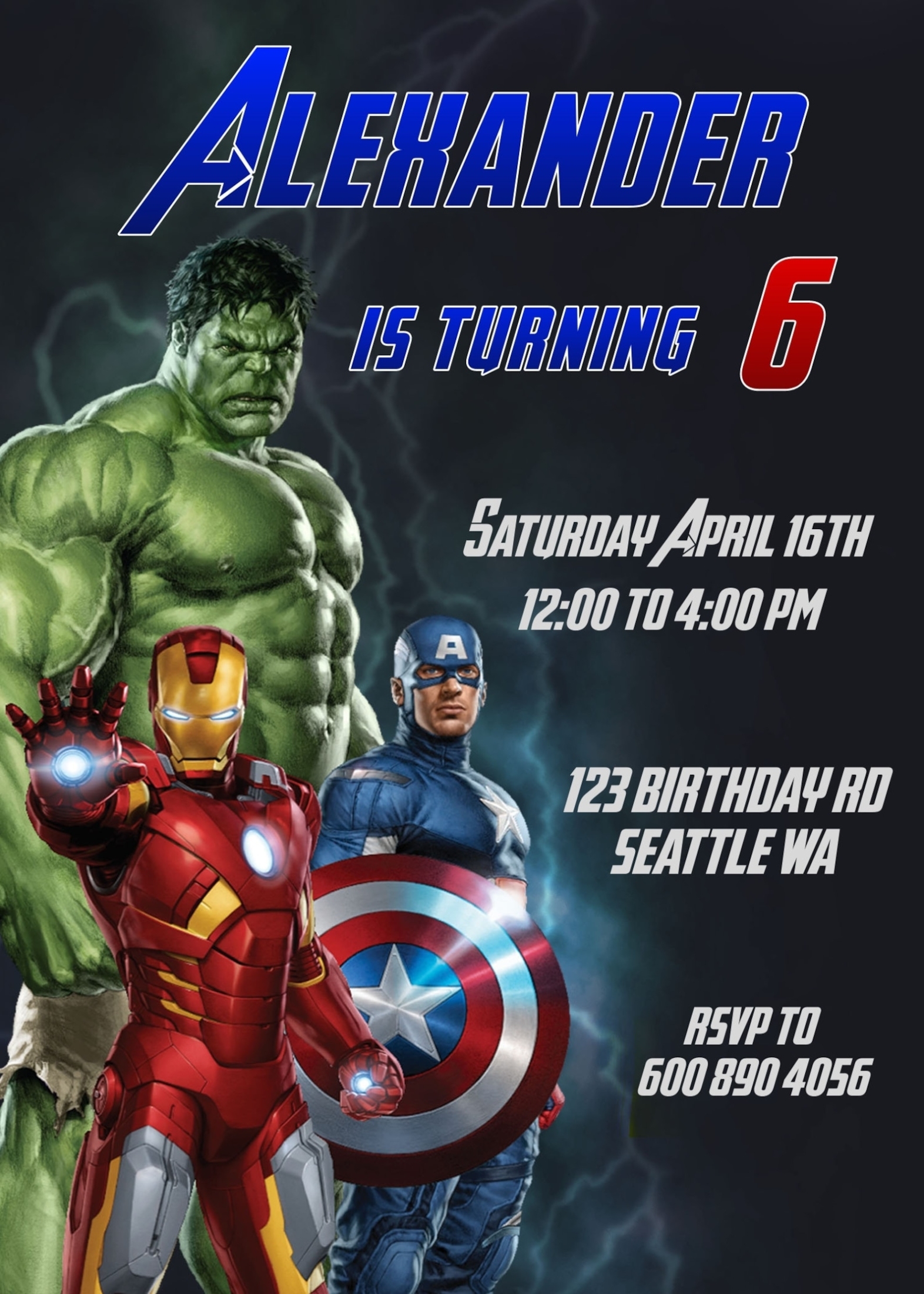Editable Avengers Birthday Invitation Avengers Invitation | Etsy With Avengers Birthday Card Template