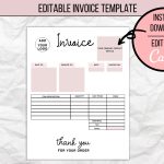 Editable Business Invoice Template Customizable And Printable | Etsy New Zealand Throughout Invoice Template New Zealand