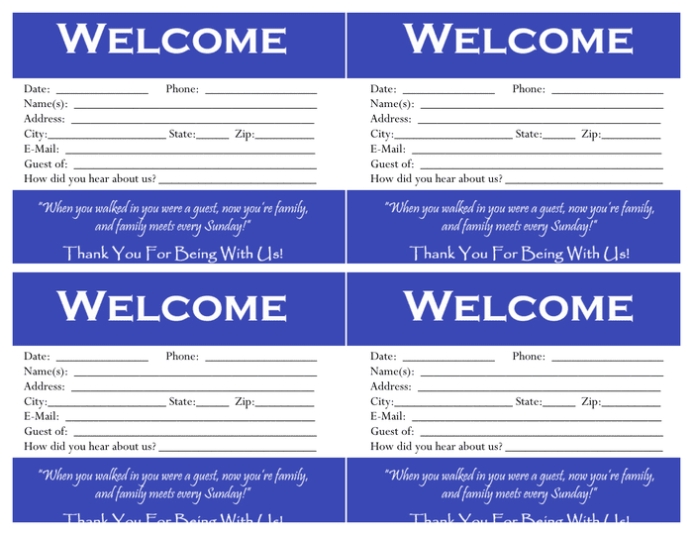 Editable Church Visitor Card Template Word ~ Addictionary Welcome 615 Regarding Church Visitor Card Template