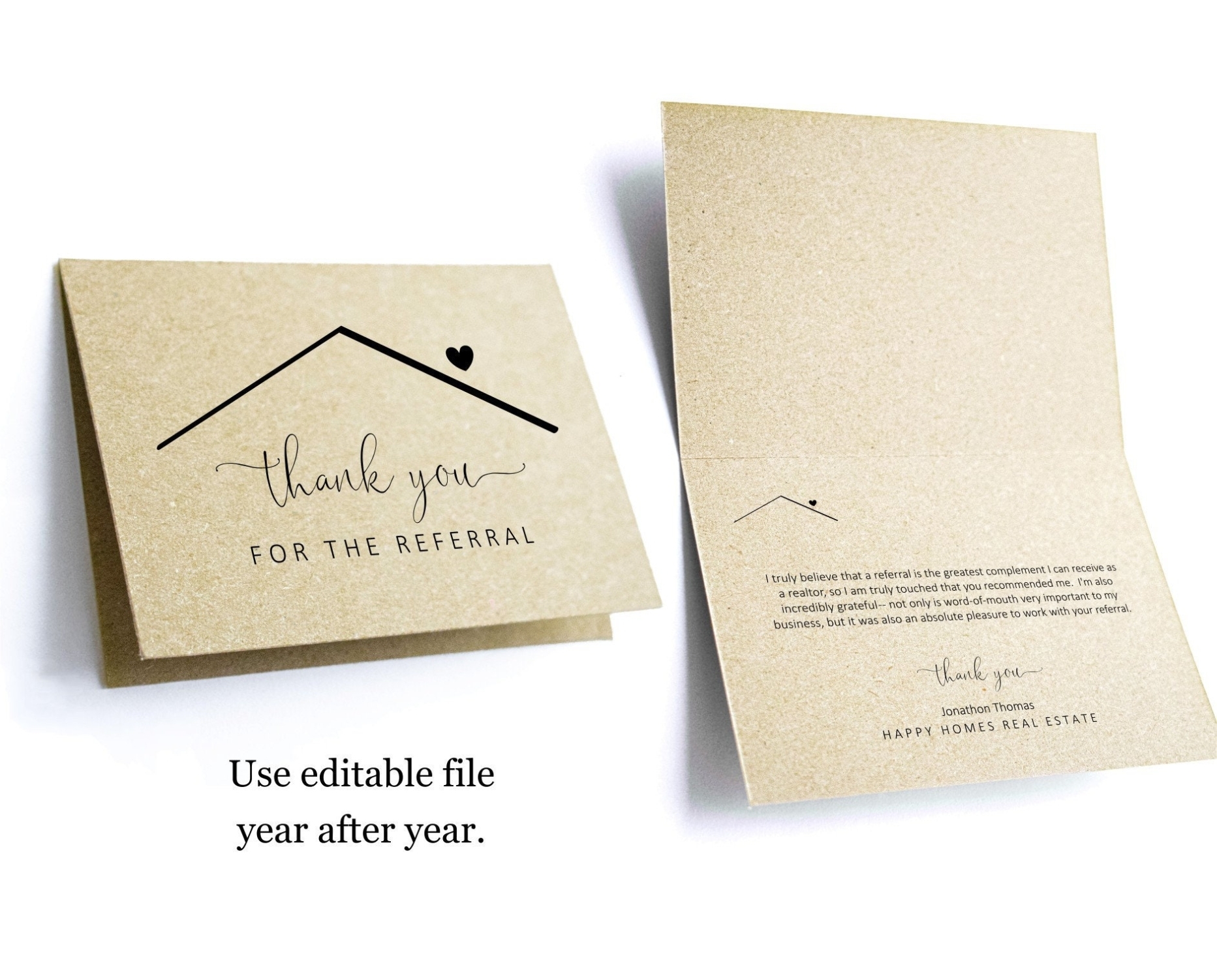 Editable Home Referral Thank You Card Template, Printable Thanks For The Referral Realtor Real With Referral Card Template Free