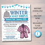 Editable Winter Coat Drive Flyer Printable Pta Pto Charity | Etsy With Clothing Drive Flyer Template