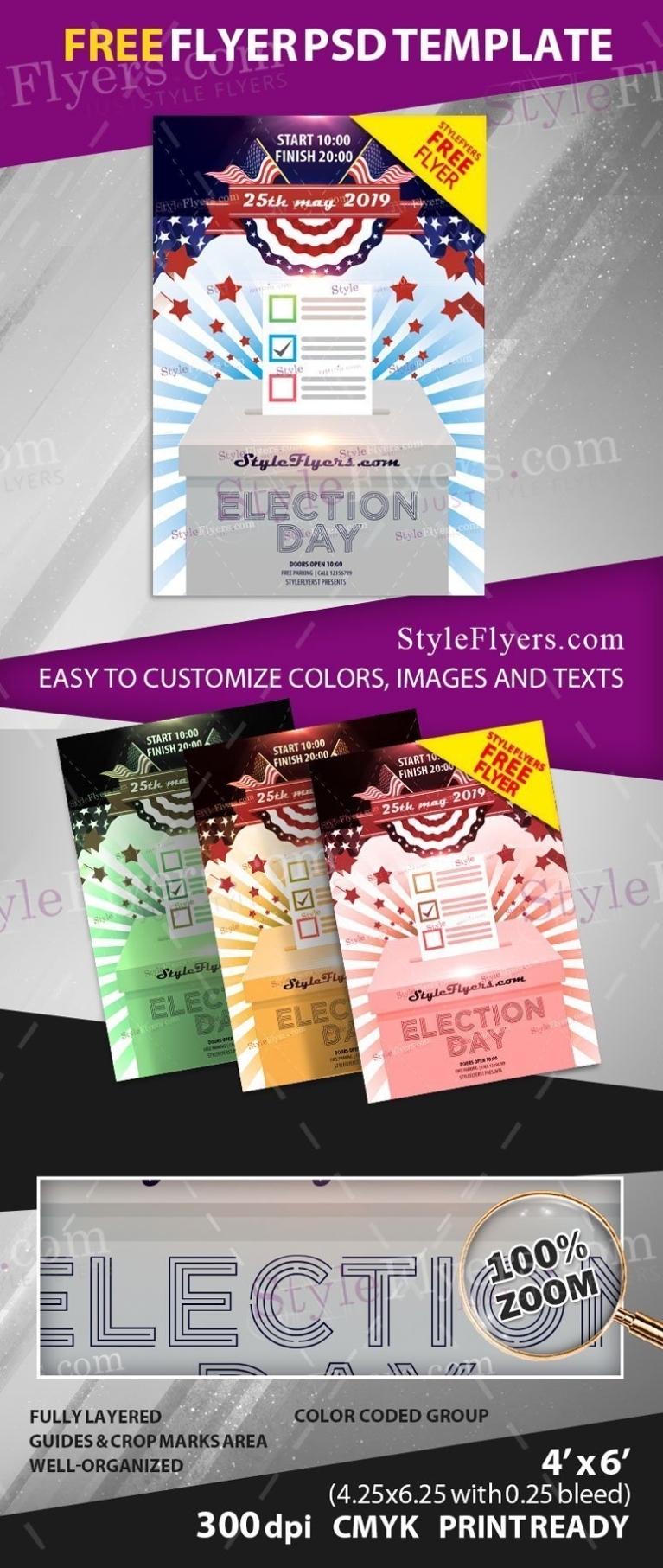 Election Day Free Flyer Psd Template Free Download #28427 - Styleflyers For Election Templates Flyers