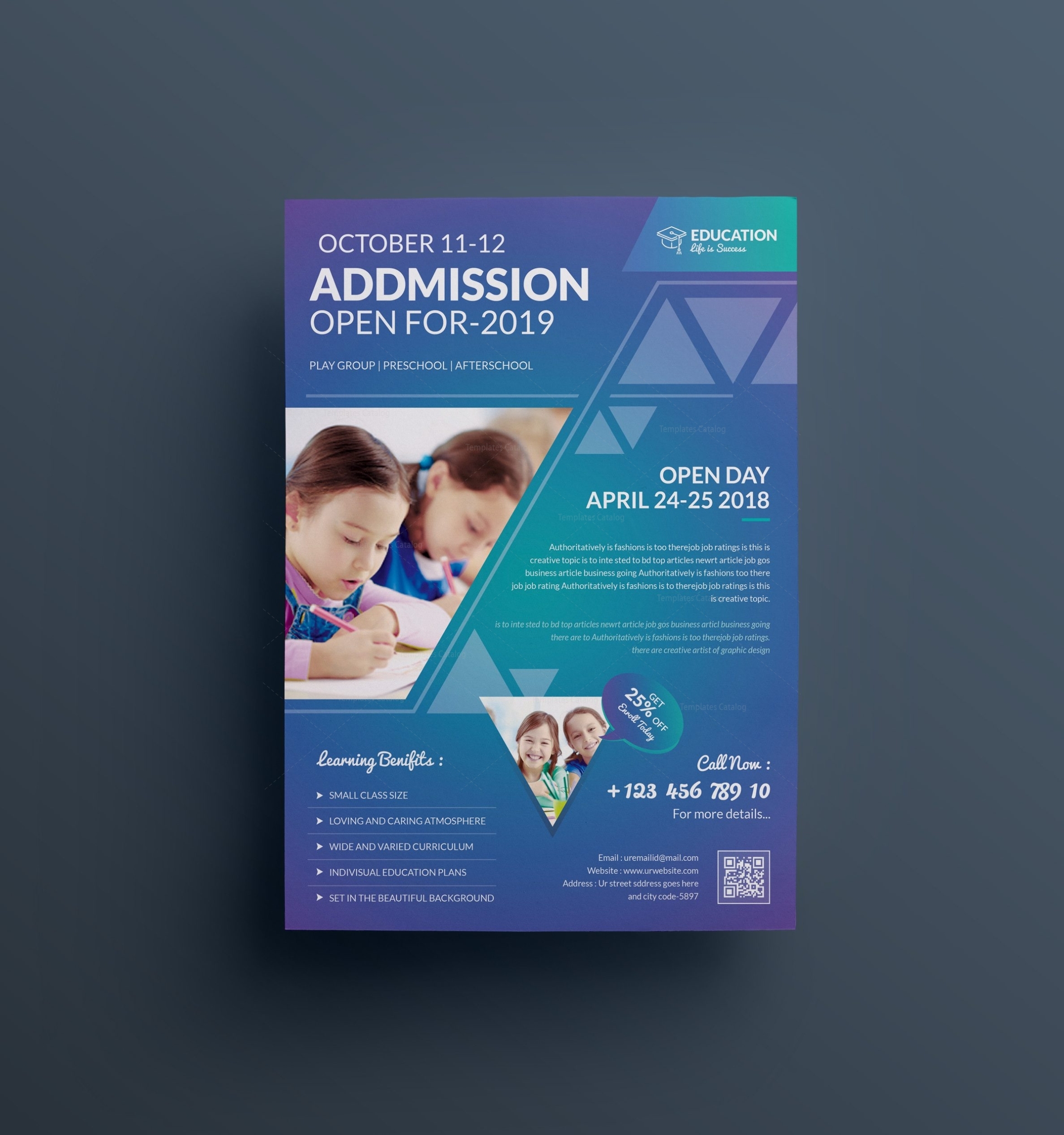 Elegant Premium Education Flyer Template 001079 – Template Catalog With Free Education Flyer Templates