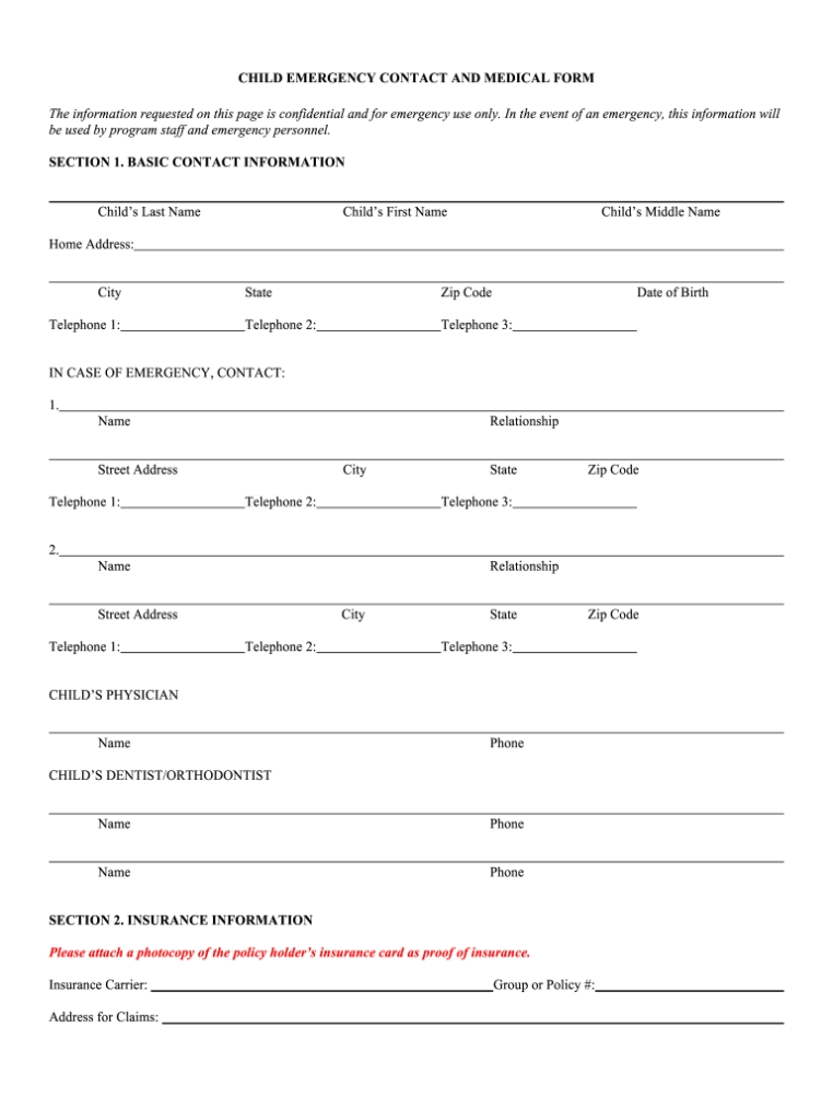 Emergency Contact Form Template - Fill Out And Sign Printable Pdf Within Emergency Contact Card Template