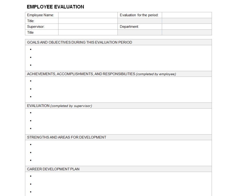 Employee Evaluation Template | Employee Evaluation Word pertaining to Business Process Evaluation Template