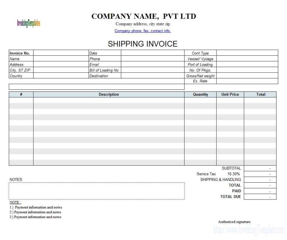 Excel Invoice Template Download — Excelxo Intended For Invoice Template Xls Free Download