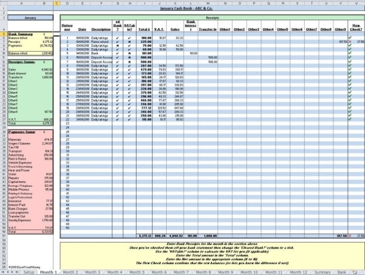 Excel Small Business Cash Book – Advanced For Record Keeping Template For Small Business