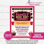 Family Movie Night Flyer Church Movie Event School Fundraiser – Etsy Within Family Night Flyer Template