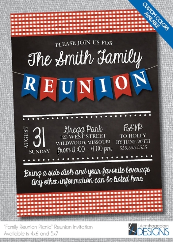 Family Reunion Invitation Digital File Custom Colors Within Reunion Invitation Card Templates