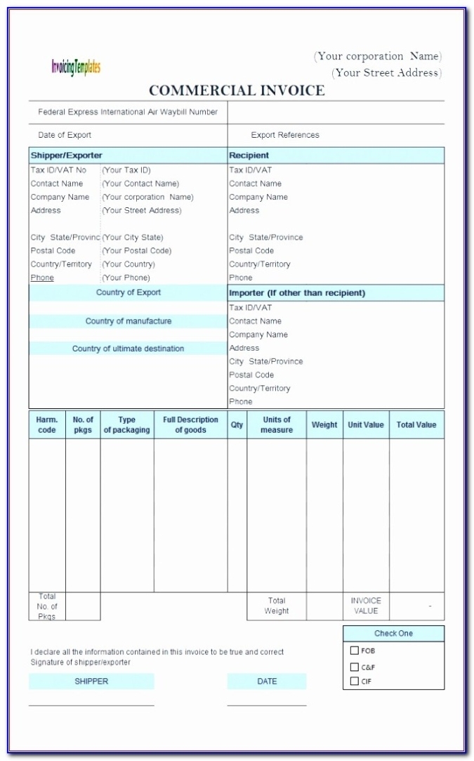 Fedex Proforma Invoice International - Invoices : Resume Examples #Jxdn04Naon Pertaining To Fedex Proforma Invoice Template