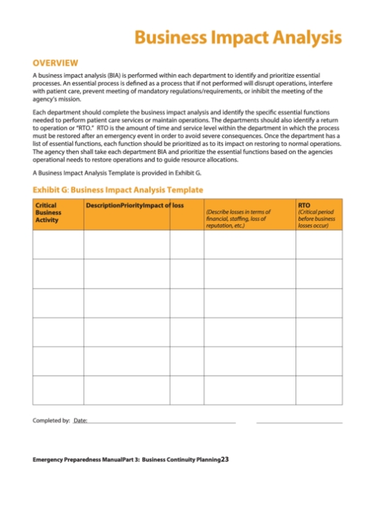Fillable Business Impact Analysis Template Printable Pdf Download Pertaining To Business Process Assessment Template