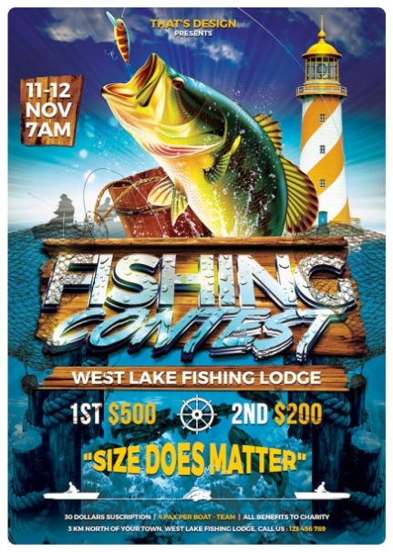Fishing Contest Flyer Template - Tournament Psd Design Photoshop pertaining to Fishing Tournament Flyer Template