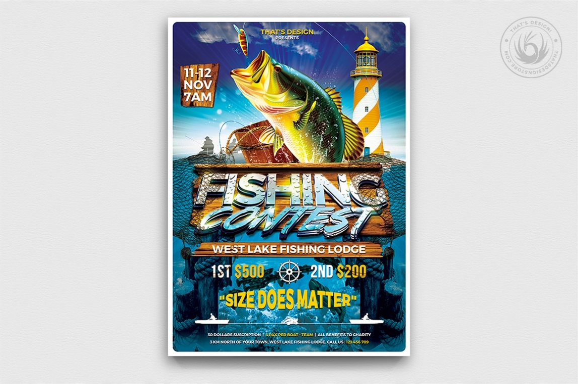 Fishing Contest Flyer Template – Tournament Psd Design Photoshop With Regard To Fishing Tournament Flyer Template