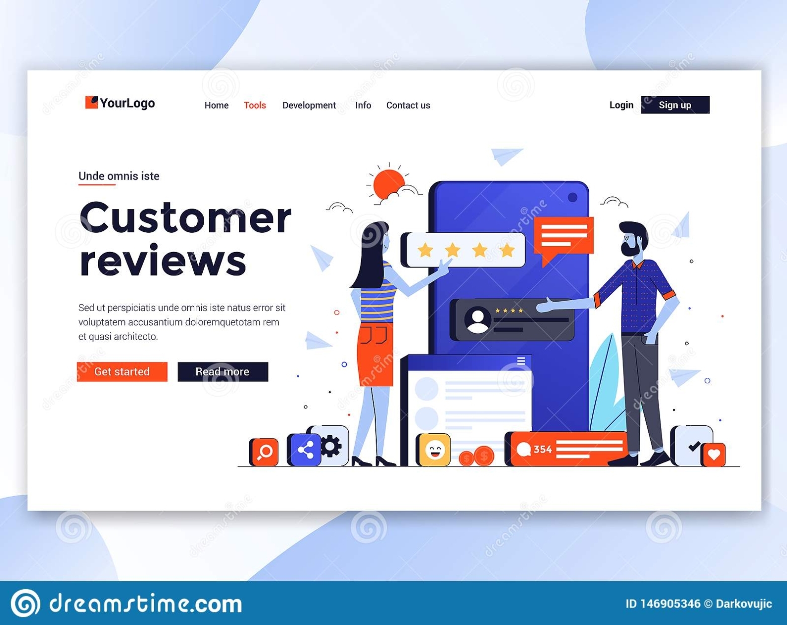 Flat Modern Design Of Website Template – Customer Reviews Stock Vector – Illustration Of Product Within Customer Business Review Template
