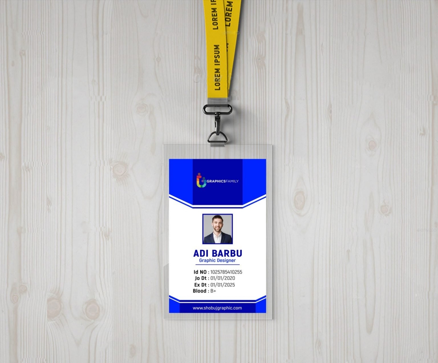Flat Office Id Card Design Template Free Psd - Graphicsfamily Pertaining To Id Card Design Template Psd Free Download