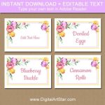 Floral Labels Template Printable, Easter Place Cards, Spring Food Labels, Buffet Labels, Buffet Throughout Celebrate It Templates Place Cards