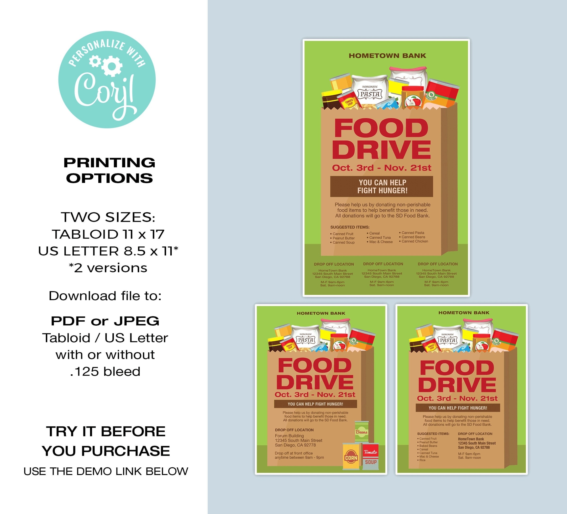 Food Drive Flyer Template Canned Food Drive Flyer | Etsy in Canned Food Drive Flyer Template