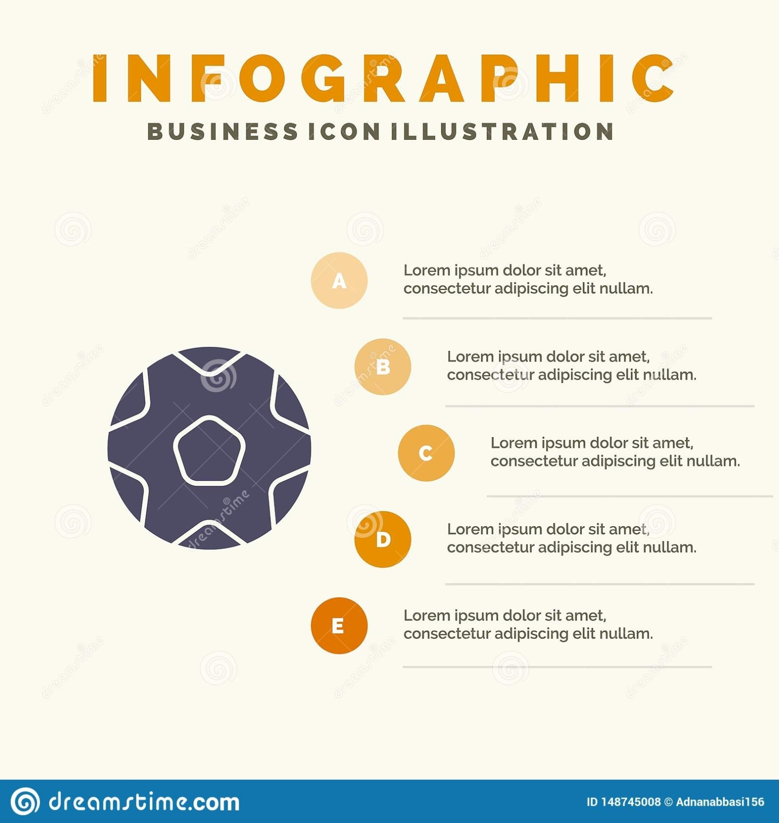 Football, Ball, Sports, Soccer Infographics Presentation Template. 5 Steps Presentation Stock in Sports Infographics Templates