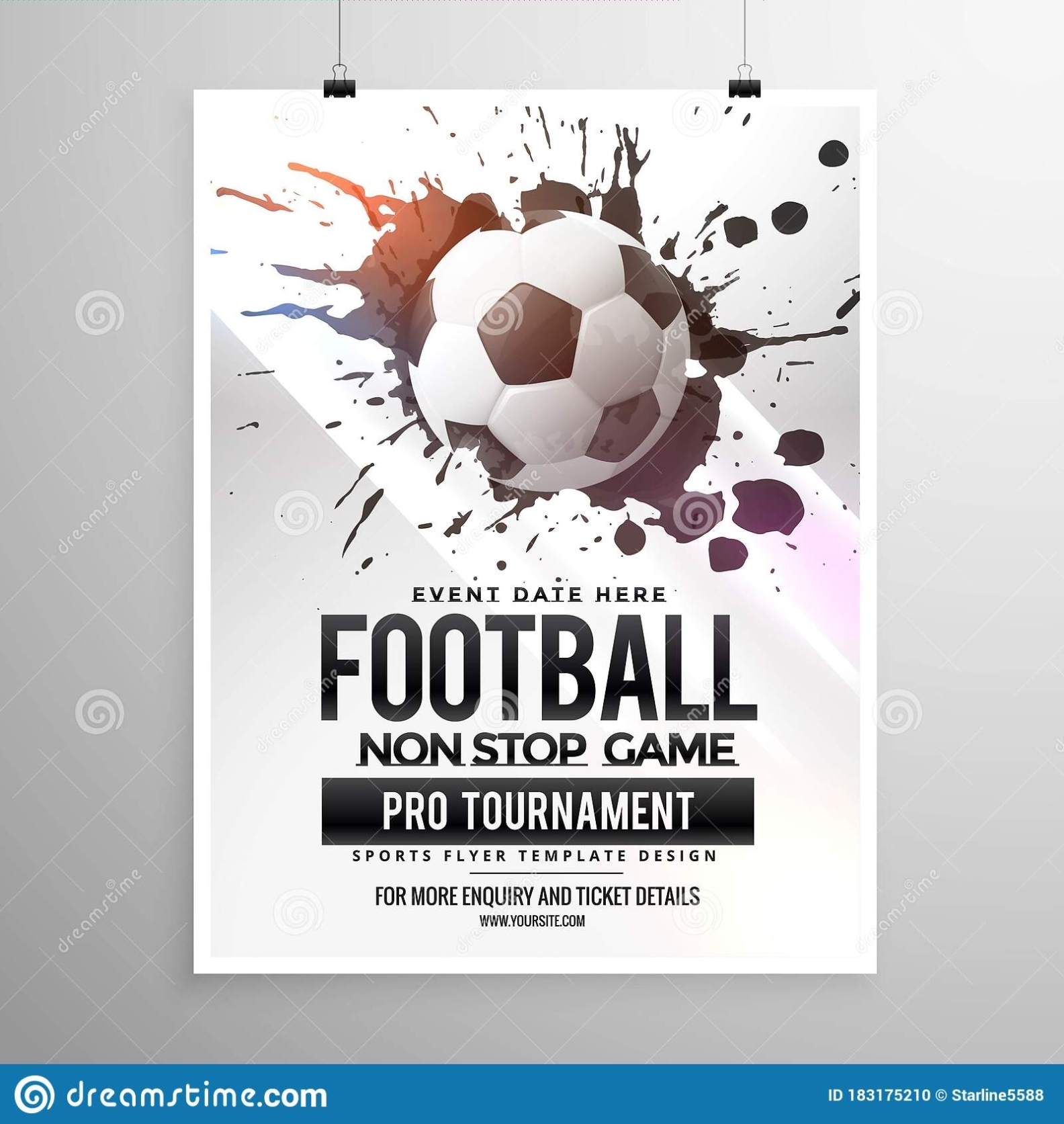 Football Soccer Game Tournament Flyer Brochure Template Stock Vector - Illustration Of With Football Tournament Flyer Template