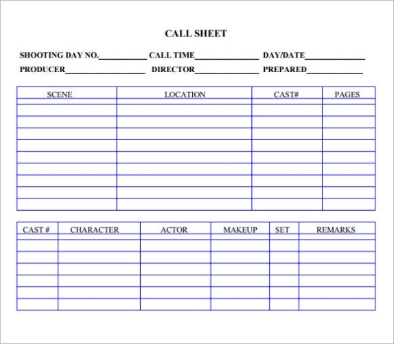 Free 10+ Sample Call Sheet Templates In Ms Word | Pdf Pertaining To Film Call Sheet Template Word