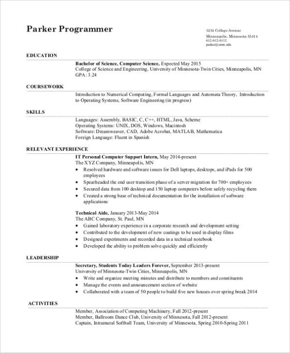 Free 10+ Sample Resume For College Student In Ms Word | Pdf Pertaining To College Student Resume Template Microsoft Word