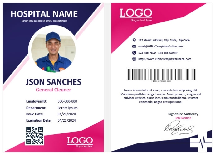 Free 12+ Hospital Id Card Templates & Formats For Ms Word In Id Card Template Word Free