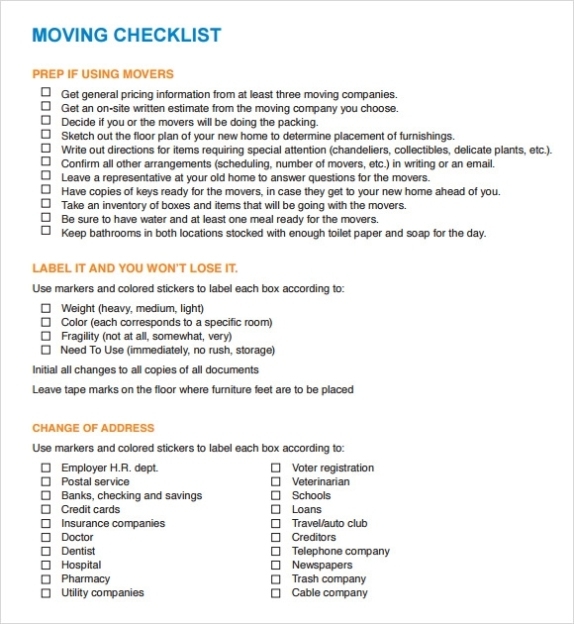 Free 12+ Moving Checklist Templates In Google Docs | Ms Word | Pages | Pdf For Business Relocation Plan Template
