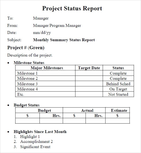 Free 14+ Sample Useful Project Status Report Templates In Google Docs | Ms Word | Apple Pages | Pdf Inside Ms Word Templates For Project Report