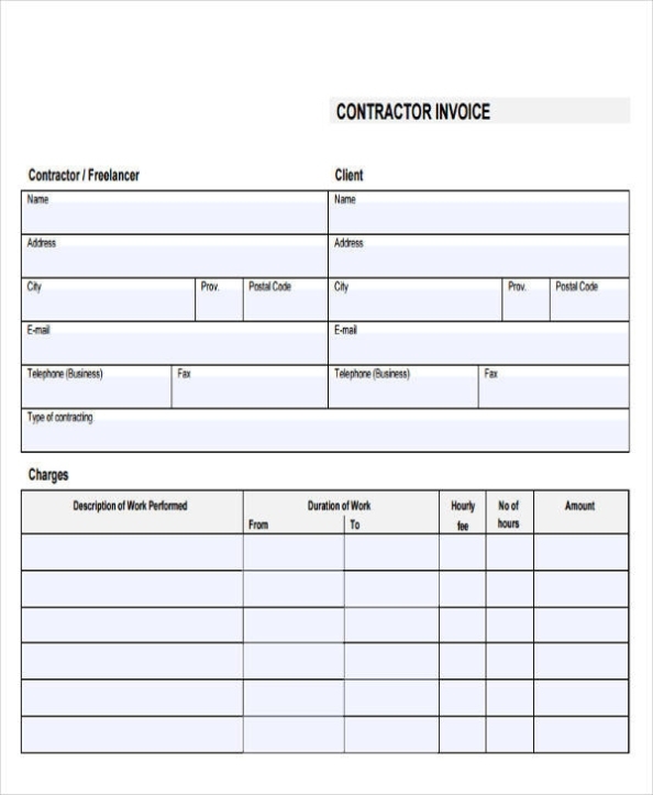 Free 19+ Contractor Invoices In Pdf | Ms Word | Excel With Regard To General Contractor Invoice Template