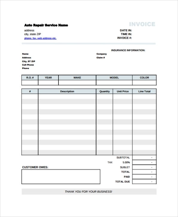 Free 25+ Sample Invoice Templates In Pdf | Ms Word | Excel Inside Car Service Invoice Template Free Download