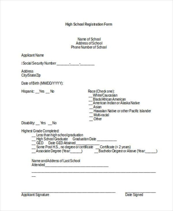 Free 35+ Sample Registration Forms In Ms Word In School Registration Form Template Word