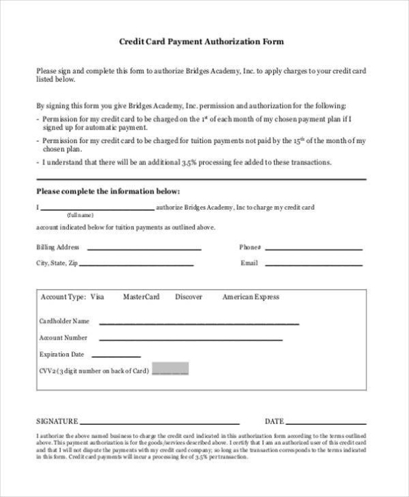 Free 41+ Authorization Forms In Pdf | Excel | Ms Word With Credit Card On File Form Templates