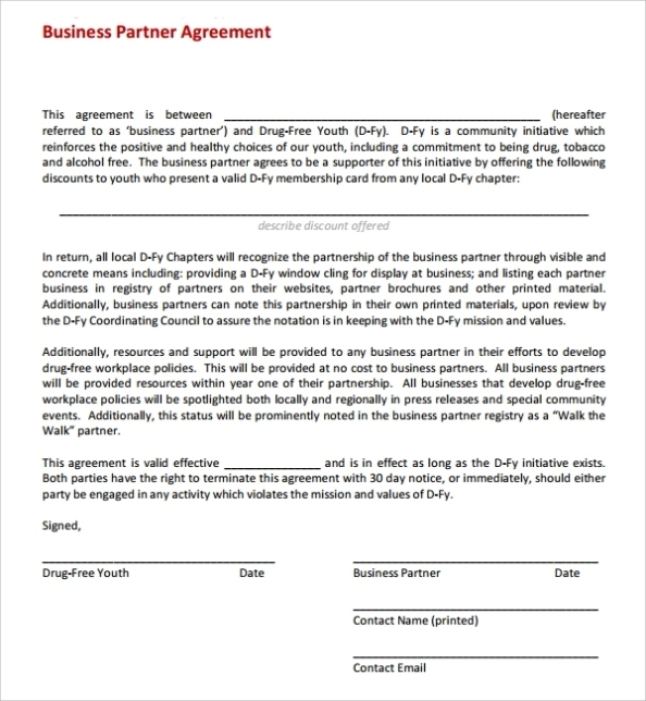 Free 7+ Sample Business Partner Agreement Templates In Pdf | Ms Word In Partner Business Plan Template